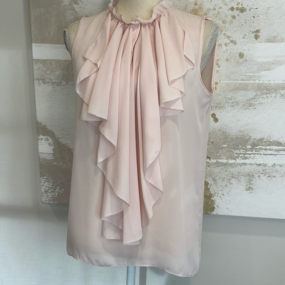 T Tahari Baby Punk Ruffle Sleeveless Blouse